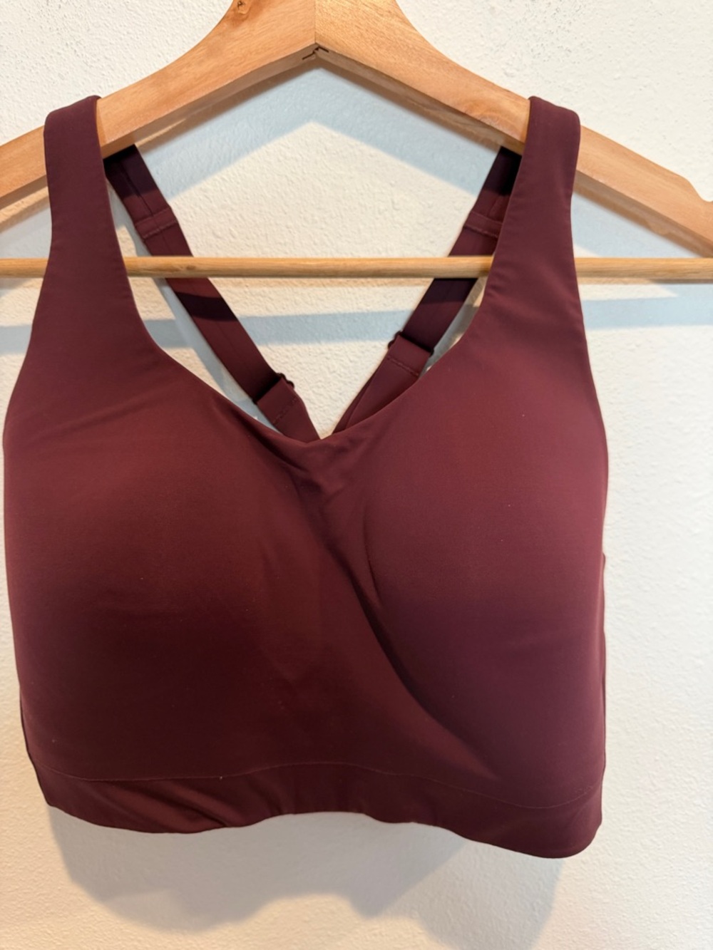Athleta Wine Red Supportive V-Neck Sports Bra
